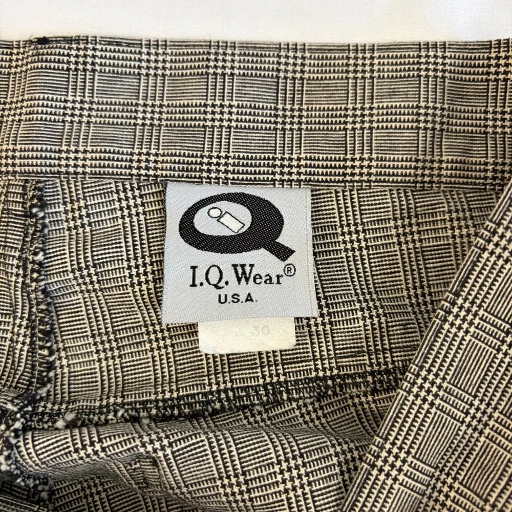 IQ Wear USA Mens‎ Glen Plaid Trousers Grey Black V2K Compatible Size 30